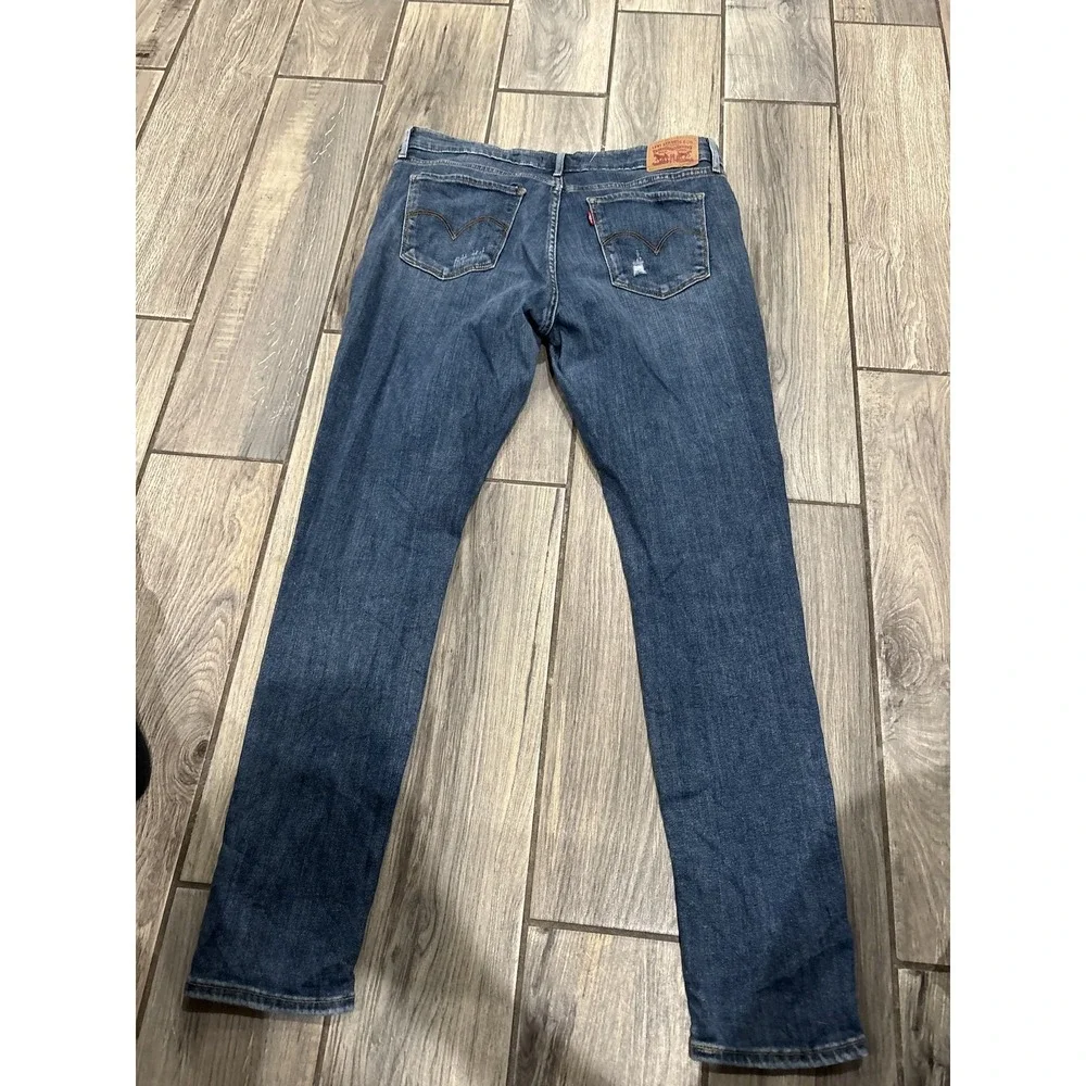 Levi's 711 Skinny Women's Jeans W32 L30 Dark Wash Ripped Distressed Blue Denim